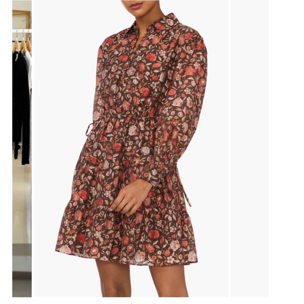 1. State Floral Long Sleeve Cotton Blend
Voile Mini Dress  - Size S